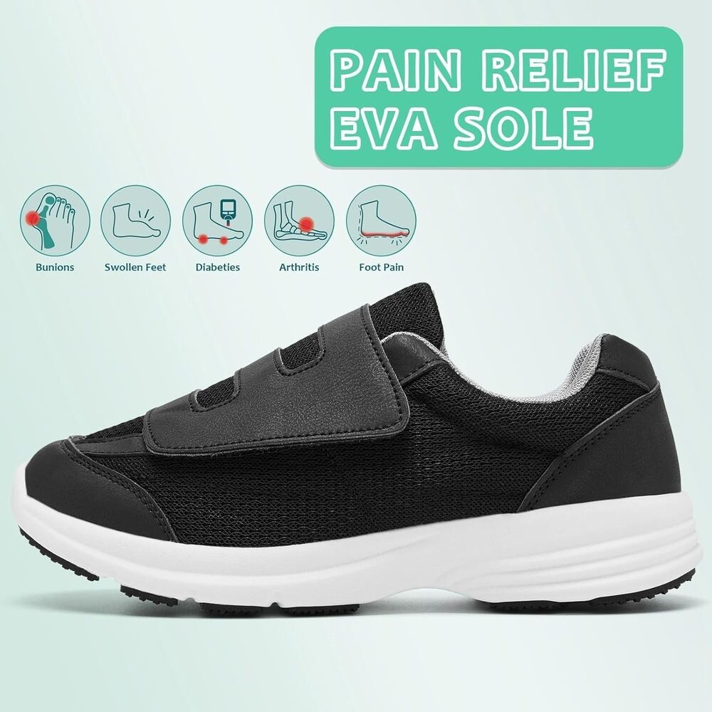 Mens Diabetic Shoe Wide Width size 9 Slippers Sneakers For Elderly Swollen Feet